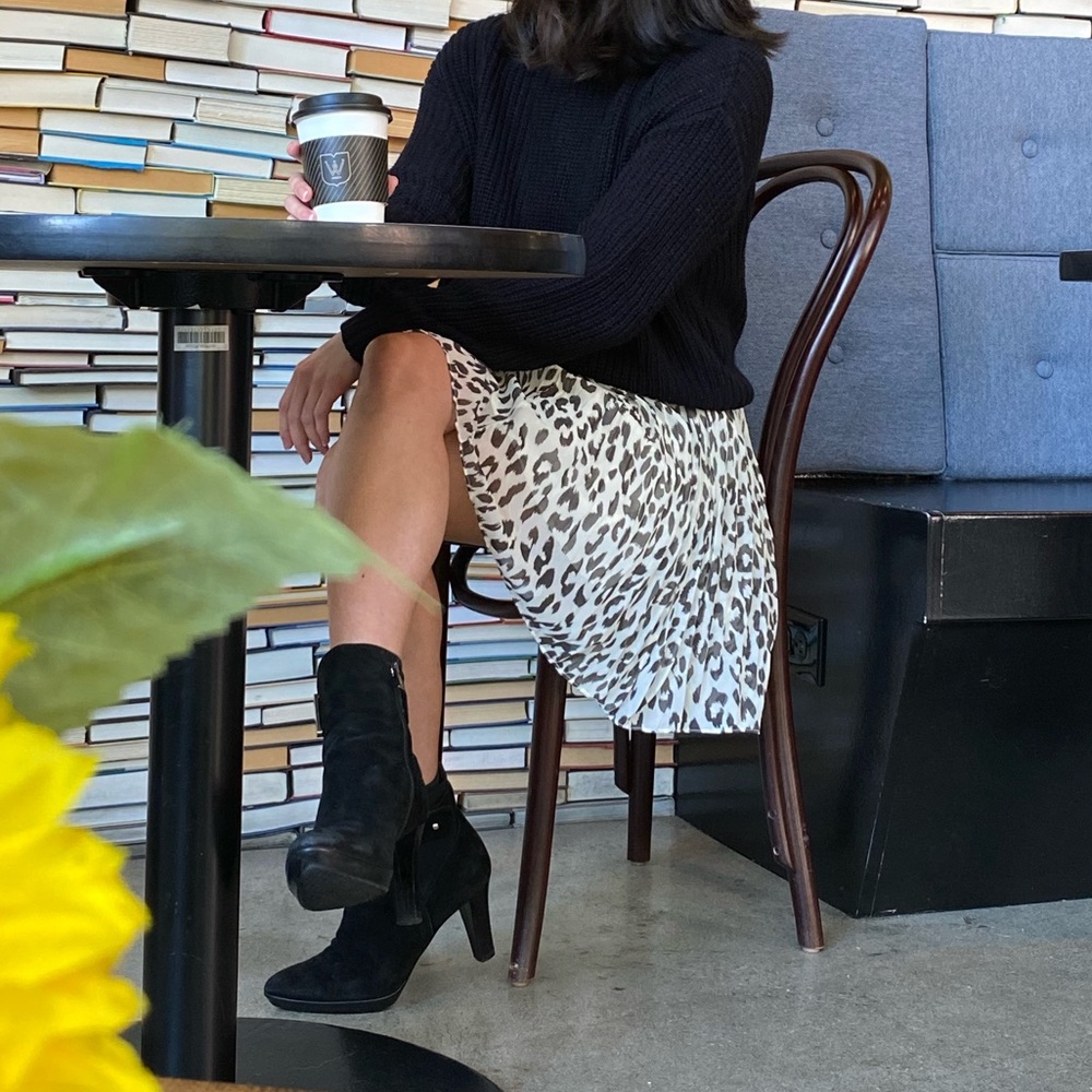 Aqua Leopard Print Mini Skirt